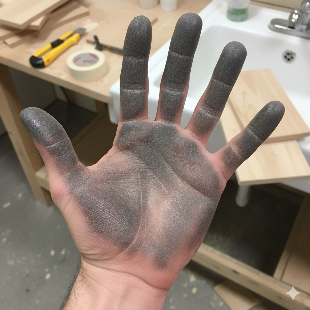 直貼りフローリングボンド手の汚れ