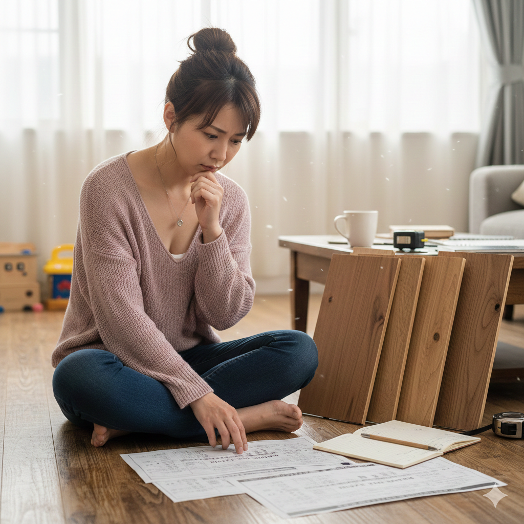 無垢フローリング材の張り替え費用で悩んでいる主婦