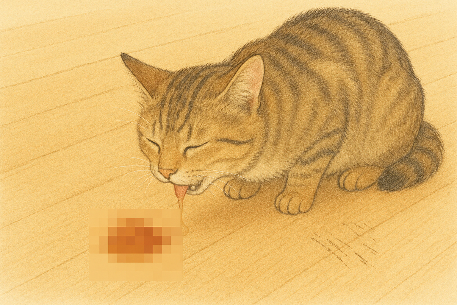 猫の毛玉嘔吐と爪傷