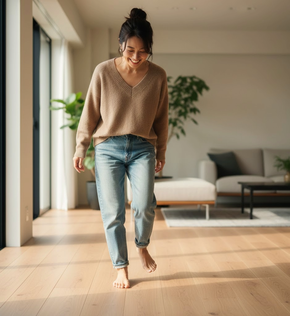 マンション用の直貼りフローリングでもフカフカしない