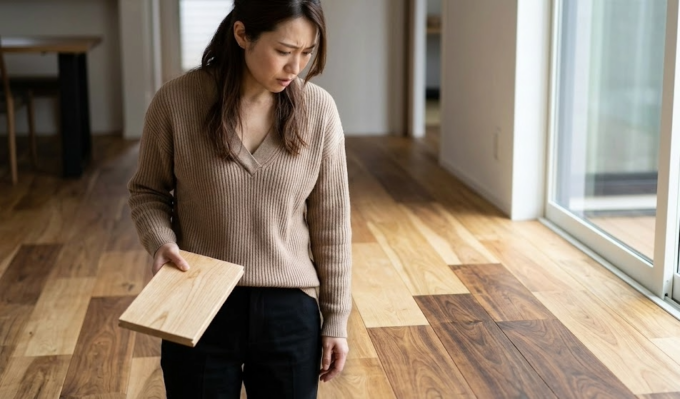 無垢フローリングの色の差に驚く施主