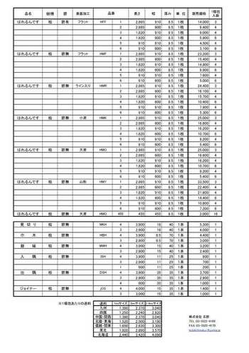 はれるんです　価格表２