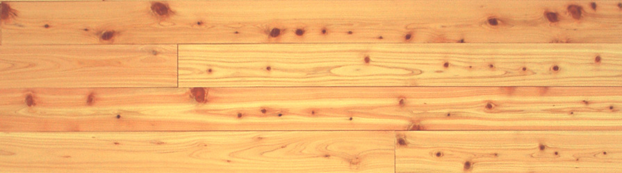 洗面リフォームに最適な薄い12㎜で針葉樹木材のヒノキ無垢フローリングと羽目板（AH-33、34、35）